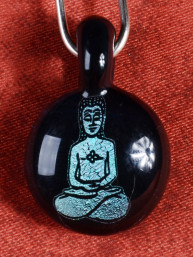 Boeddha Hanger – Blauw Glas zilver gravure