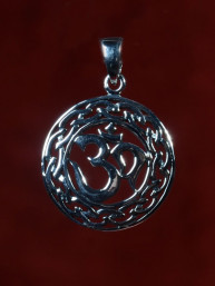 Zilvern hanger van Om in een chakra