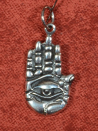 Zilveren beschermhand met oog, zilver