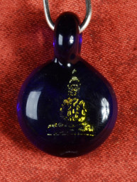 Boeddha Hanger – Blauw Glas Met Gouden Gravure