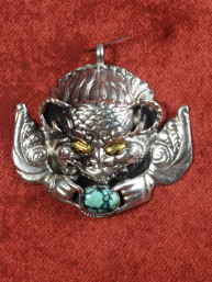 Verzilverde Chepu hanger met turkoois steen