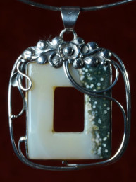 Mosagaat Hanger Zilver Bloemmotief Handgemaakt