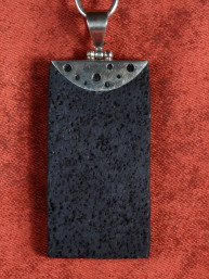 Hanger lavasteen rechthoek met 925 zilveren kap