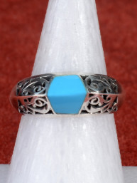 Fantasy ring handgemaakt en ingelegd met turkoois agaat 925