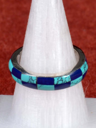Ring met ingelegde lapiz lazuli, turkoois 925