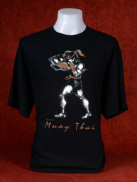 Muay Thai T-Shirt "Hanuman Hak Dan" van Human Fighting, Anusha Saisuk design, zwart