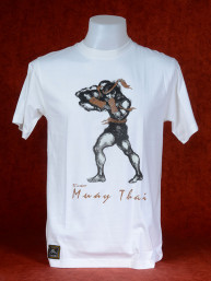 Muay Thai T-Shirt "Hak Dan" van Human Fighting, Anusha Saisuk design, wit