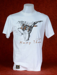 Muay Thai T-Shirt "Bata Loop Bak" van Human Fighting, Anusha Saisuk design, wit