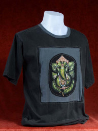 Exclusief T-shirt met Ganesha zwart, stonewash. M