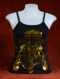 Tanktop met vijf koppige Ganesha goudprint - zwart