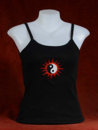 Tanktop met geborduurde Yin-Yang zwart