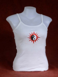Tanktop met geborduurde Yin-Yang wit