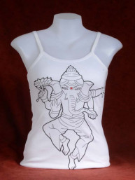 Tanktop met print van Ganesha zwart op wit
