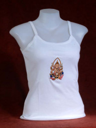 Tanktop met geborduurde afbeelding van Ganesha wit
