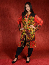 Salwar kameez, Indiase jurk of Punjabi dress rood-zwart-groen