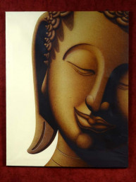 Schilderij met glimlach van Boeddha