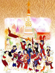 Thaise dubbele wenskaart met envelop nieuwjaar en geluk