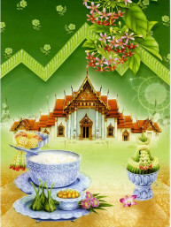 Thaise dubbele wenskaart met envelop kerst & nieuwjaar