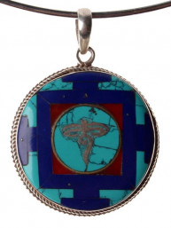 Zilveren hanger Ogen van Boeddha omringt door een mandala