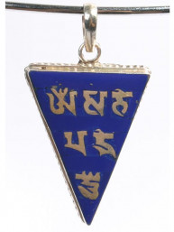Hanger Om mani padme hum, lapis lazuli ingelegd in zilver