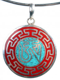 Hanger "Om" ingelegd in zilver