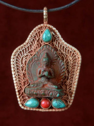 Hanger van Boeddha Dharma chakra mudra groen speksteen