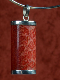 Rood sponskoralen hanger in zilveren 925 vatting