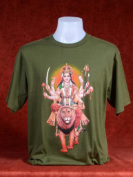 T-Shirt met Durga op heilige leeuwin