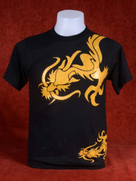 T-Shirt met twee gouden Chinese Draken L