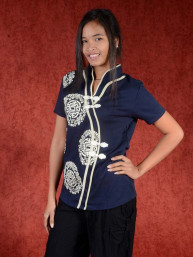 Shirt met oosterse print blauw