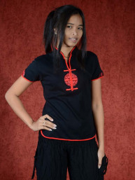 Shirt Ying zwart - rood