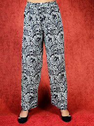 Tai chi broek met touwtje fragment print zwart