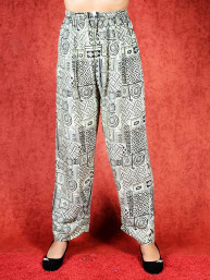 Tai chi broek met touwtje squares print zwart