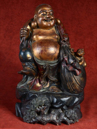 Zeer zwaar en oud beeld van Happy Boeddha uit privécollectie
