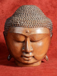 Hoofd van Boeddha Djati-teak