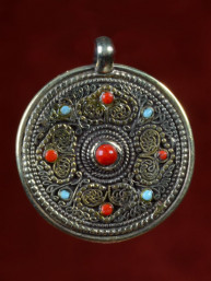 Brons deels verzilverde hanger Chakra