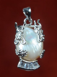 Parelmoer hanger met draken