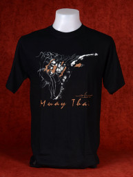 Muay Thai T-Shirt "Bata Loop Pak" van Human Fighting, Anusha Saisuk design, zwart