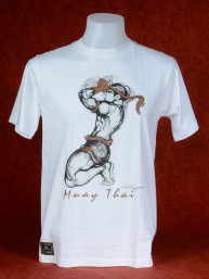 Muay Thai T-Shirt "Wai Khruh" van Human Fighting, Anusha Saisuk design, wit