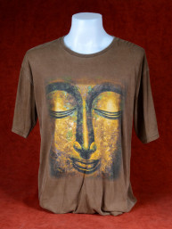 T-Shirt met hoofd van Boeddha bruin