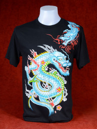 T-Shirt met afbeelding van blauwe Chinese draak