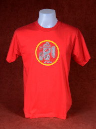 T-Shirt met afbeelding van Ganesha en Om rood