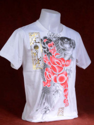 T-shirt met Yakuza print van Japanse Koi met Sumo wit.