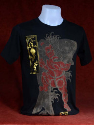 T-shirt met Yakuza print van Japanse Koi met Sumo zwart.