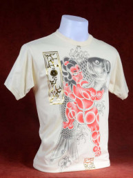 T-shirt met Yakuza print van Japanse Koi met Sumo creme