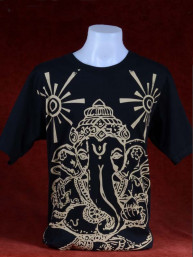 Modern T-shirt met Ganesha zwart