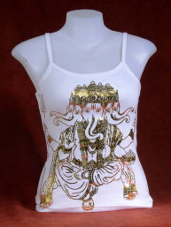 Tanktop met vijf koppige Ganesha goudprint - wit