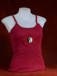 Tanktop met geborduurde Yin-Yang rood