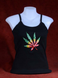 Tanktop Canabis met geborduurd wietblad