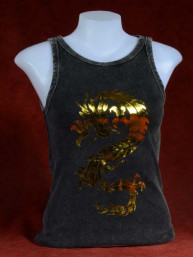 Tanktop met draak in goudprint